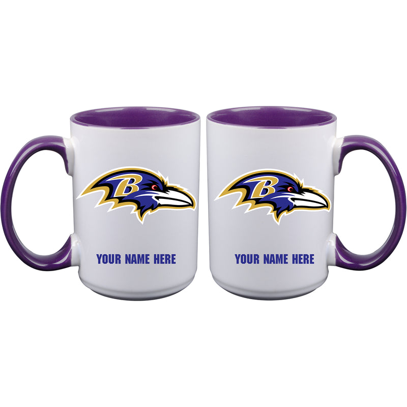 15oz Inner Color Personalized Ceramic Mug | Baltimore Ravens 2790PER, Baltimore Ravens, BRA, CurrentProduct, Drinkware_category_All, NFL, Personalized_Personalized  $27.99