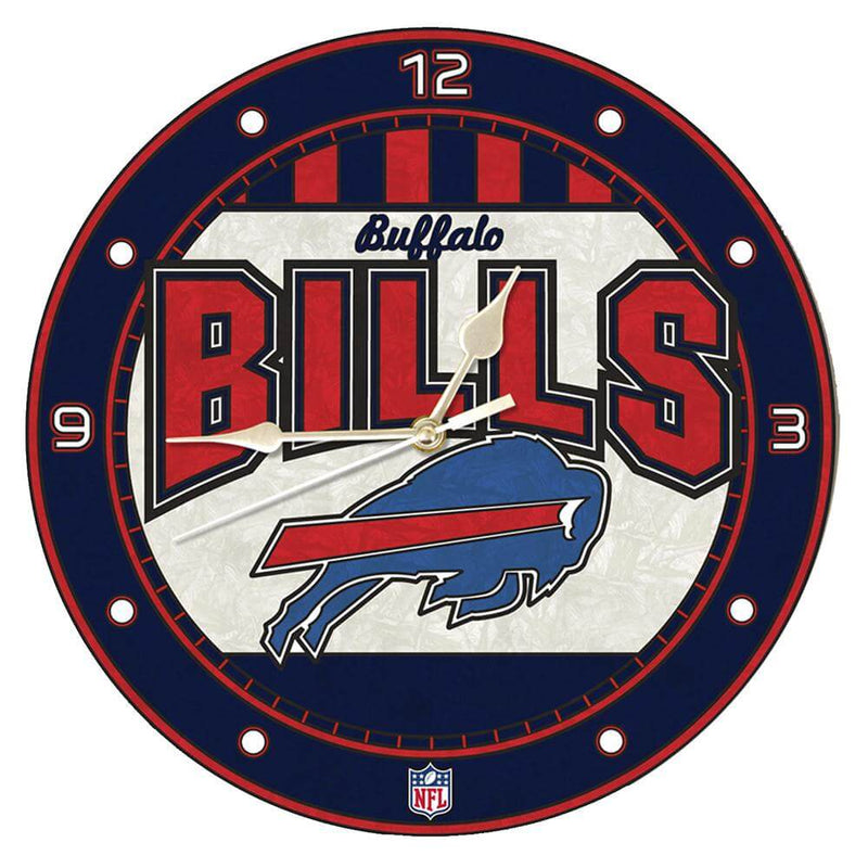 12in Art Glass Clock - Buffalo Bills BUF, Buffalo Bills, CurrentProduct, Home & Office_category_All, NFL 687746446349 $35