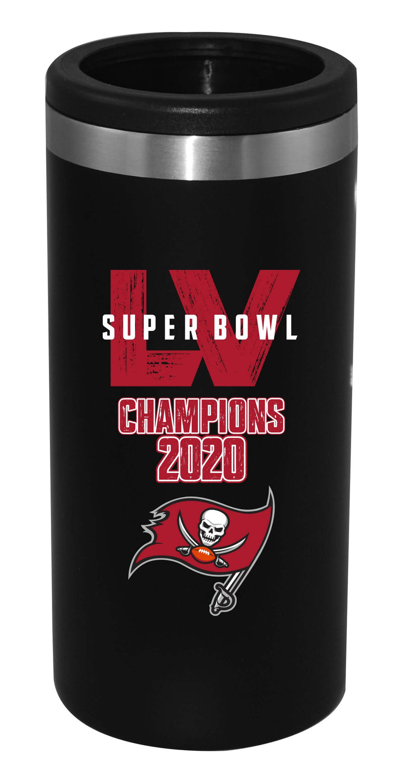 12oz Super Bowl 55 Champs Black Slim Can Holder | Tampa Bay Buccaneers NFL, OldProduct, Super Bowl, Tampa Bay Buccaneers, TBB 840198295624 $30.99