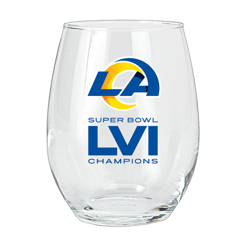 15oz Stemless Wine Glass | Superbowl Champions Los Angeles Rams
