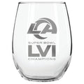 15oz Etched Stemless Wine Glass | Superbowl Champions Los Angeles Rams