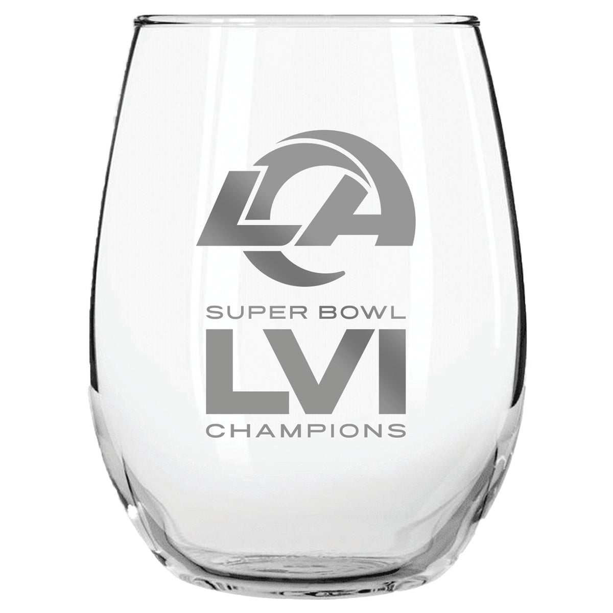 15oz Etched Stemless Wine Glass | Superbowl Champions Los Angeles Rams