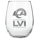 15oz Etched Stemless Wine Glass | Superbowl Champions Los Angeles Rams