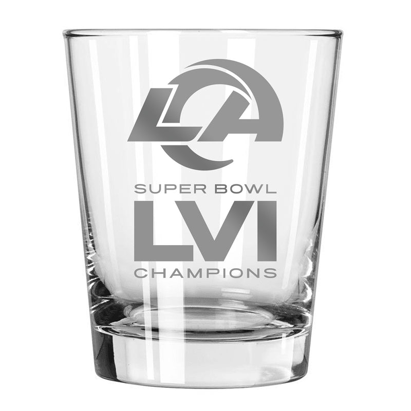 15oz Etched Old-Fashioned Glass | Superbowl Champions Los Angeles Rams