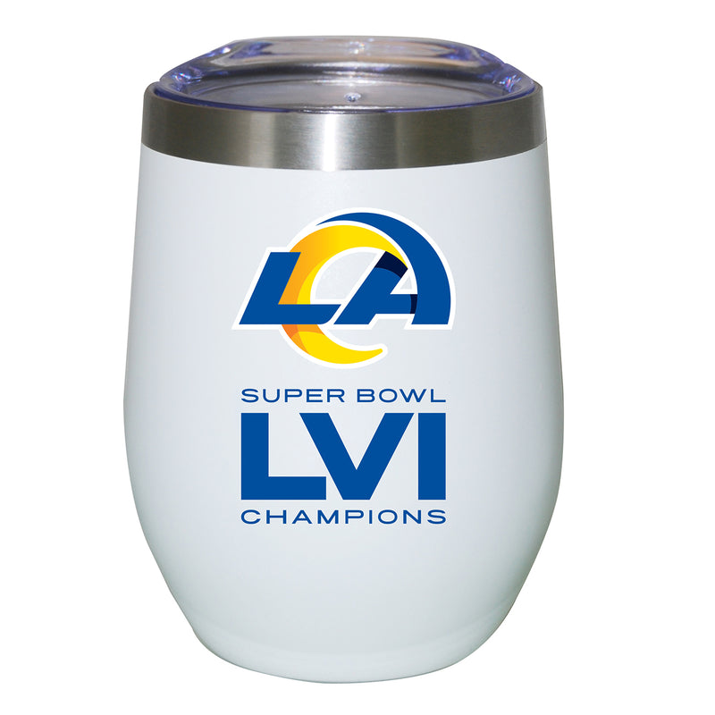 12oz White Stainless Steel Stemless Tumbler | Superbowl Champions Los Angeles Rams
