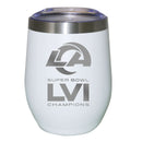 12oz White Etched Stainless Steel Stemless Tumbler | Superbowl Champions Los Angeles Rams