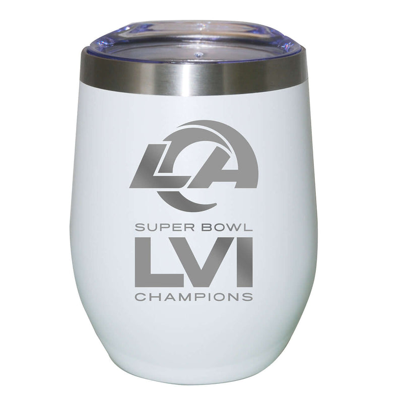 12oz White Etched Stainless Steel Stemless Tumbler | Superbowl Champions Los Angeles Rams