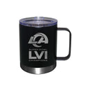 12oz Black Etched Stainless Steel Lowball with Handle | Superbowl Champions Los Angeles Rams