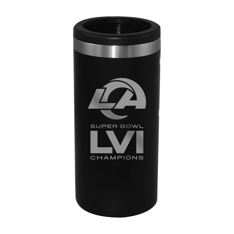 Etched Black Stainless Steel Slim Can Holder | Superbowl Champions Los Angeles Rams