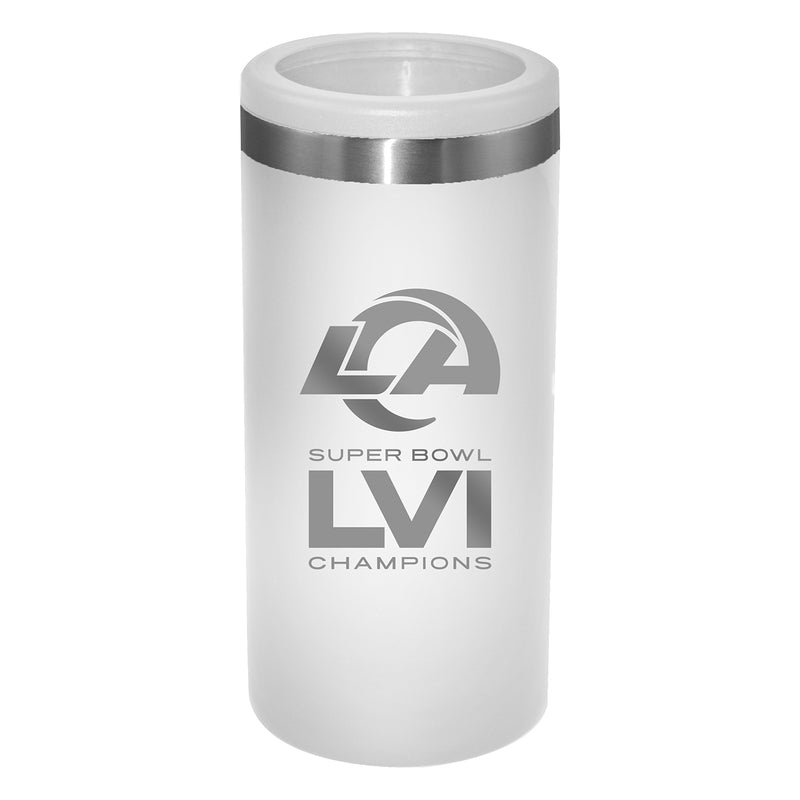 Etched White Stainless Steel Slim Can Holder | Superbowl Champions Los Angeles Rams