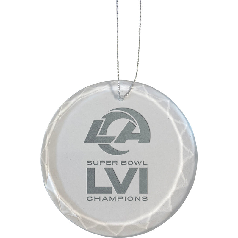 Etched Faceted Glass Ornament | Superbowl Champions Los Angeles Rams
