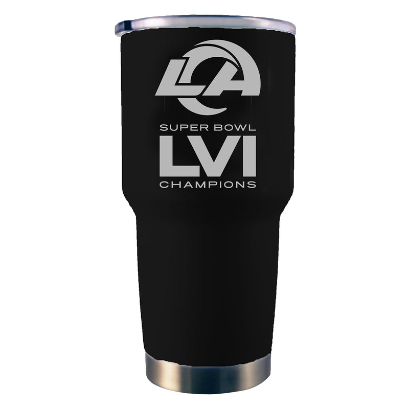 30oz Etched Black Stainless Steel Tumbler | Superbowl Champions Los Angeles Rams