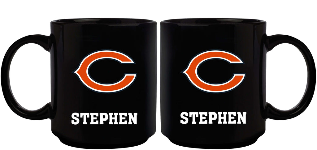 11oz Black Personalized Ceramic Mug | Chicago Bears CBE, Chicago Bears, CurrentProduct, Custom Drinkware, Drinkware_category_All, Gift Ideas, NFL, Personalization, Personalized_Personalized 194207372876 $20.11