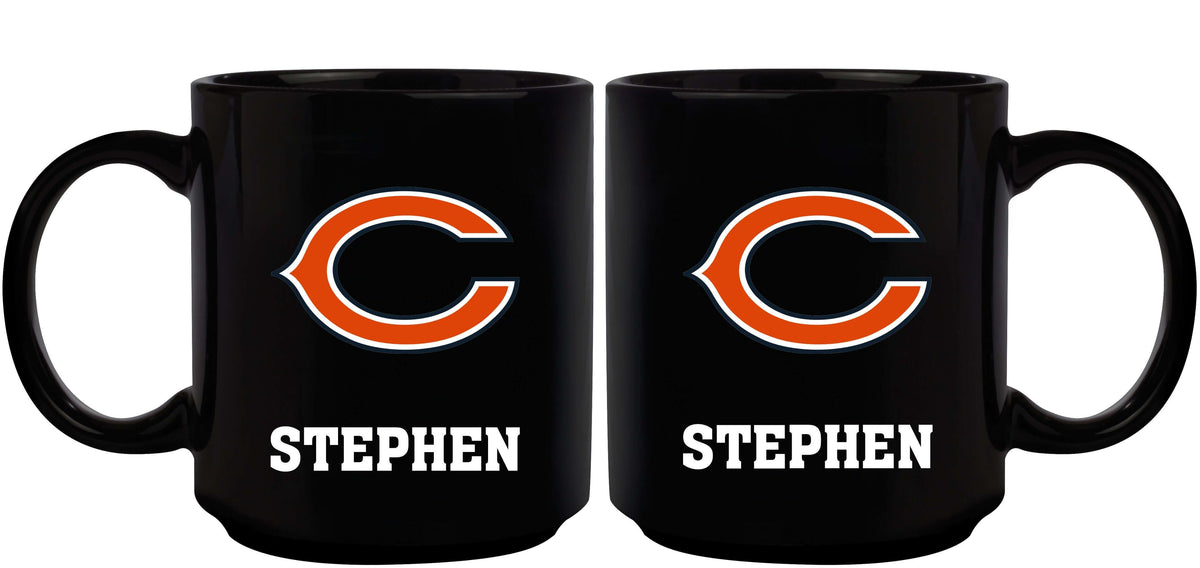 11oz Black Personalized Ceramic Mug | Chicago Bears CBE, Chicago Bears, CurrentProduct, Custom Drinkware, Drinkware_category_All, Gift Ideas, NFL, Personalization, Personalized_Personalized 194207372876 $20.11