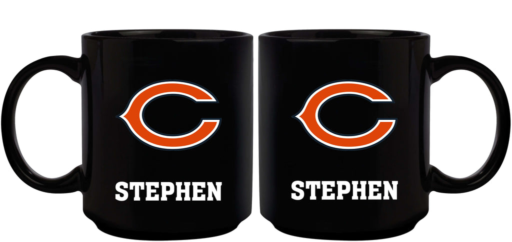 11oz Black Personalized Ceramic Mug | Chicago Bears CBE, Chicago Bears, CurrentProduct, Custom Drinkware, Drinkware_category_All, Gift Ideas, NFL, Personalization, Personalized_Personalized 194207372876 $20.11
