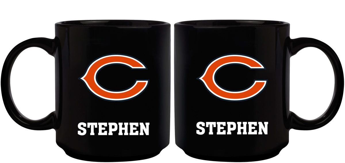 11oz Black Personalized Ceramic Mug | Chicago Bears CBE, Chicago Bears, CurrentProduct, Custom Drinkware, Drinkware_category_All, Gift Ideas, NFL, Personalization, Personalized_Personalized 194207372876 $20.11