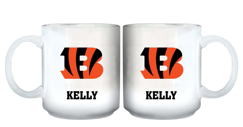 11oz White Personalized Ceramic Mug | Cincinnati Bengals CBG, Cincinnati Bengals, CurrentProduct, Custom Drinkware, Drinkware_category_All, Gift Ideas, NFL, Personalization, Personalized_Personalized 194207442708 $20.11