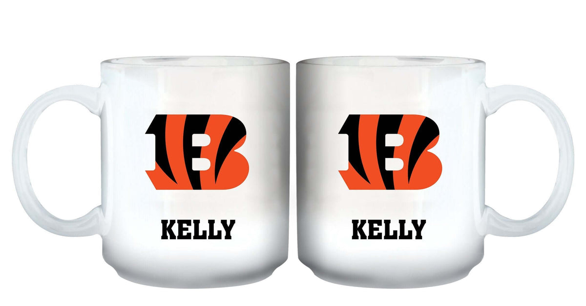11oz White Personalized Ceramic Mug | Cincinnati Bengals CBG, Cincinnati Bengals, CurrentProduct, Custom Drinkware, Drinkware_category_All, Gift Ideas, NFL, Personalization, Personalized_Personalized 194207442708 $20.11