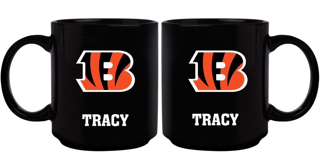 11oz Black Personalized Ceramic Mug | Cincinnati Bengals CBG, Cincinnati Bengals, CurrentProduct, Custom Drinkware, Drinkware_category_All, Gift Ideas, NFL, Personalization, Personalized_Personalized 194207372852 $20.11