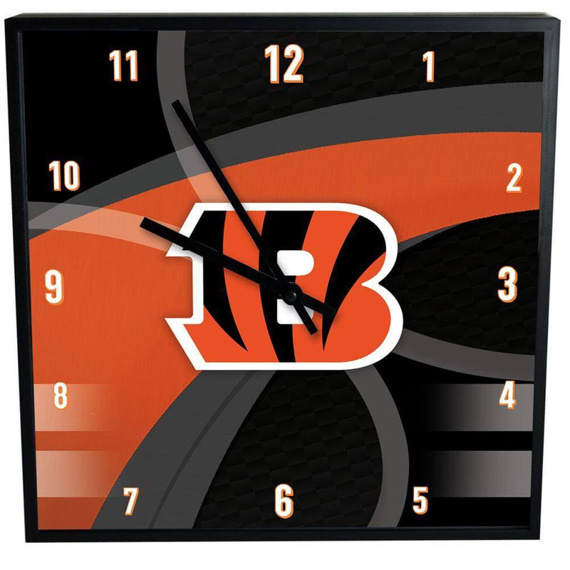 12 Inch Square Carbon Fiber Clock | Cincinnati Bengals CBG, Cincinnati Bengals, NFL, OldProduct 687746321028 $25