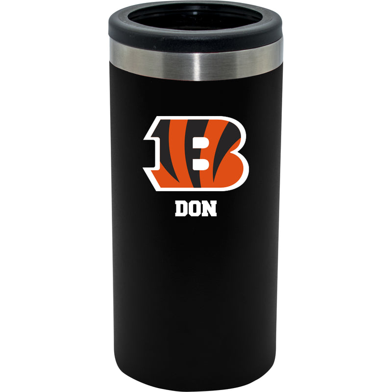 12oz Personalized Black Stainless Steel Slim Can Holder | Cincinnati Bengals