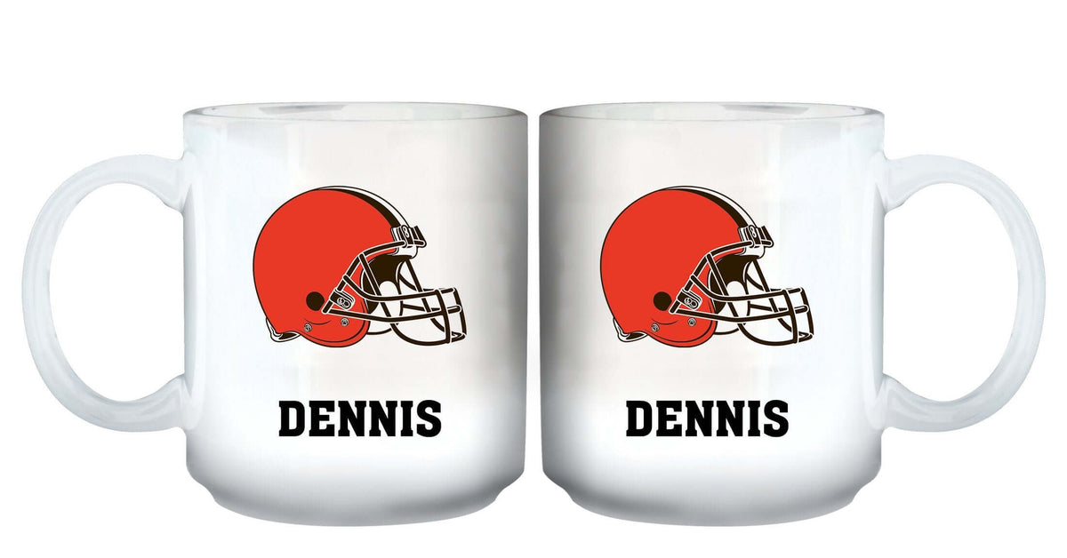 11oz White Personalized Ceramic Mug | Cleveland Browns Cleveland Browns, CLV, CurrentProduct, Custom Drinkware, Drinkware_category_All, Gift Ideas, NFL, Personalization, Personalized_Personalized 194207442692 $20.11
