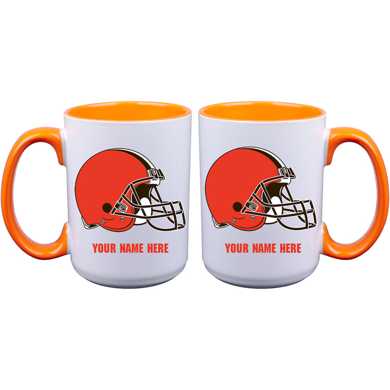 15oz Inner Color Personalized Ceramic Mug | Cleveland Browns 2790PER, Cleveland Browns, CLV, CurrentProduct, Drinkware_category_All, NFL, Personalized_Personalized  $27.99
