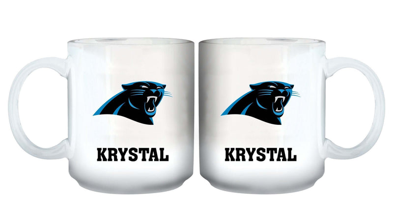 11oz White Personalized Ceramic Mug | Carolina Panthers Carolina Panthers, CPA, CurrentProduct, Custom Drinkware, Drinkware_category_All, Gift Ideas, NFL, Personalization, Personalized_Personalized 194207442685 $20.11