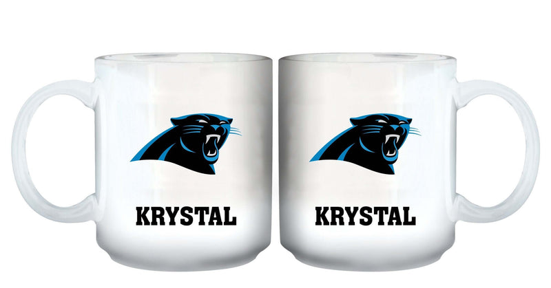 11oz White Personalized Ceramic Mug | Carolina Panthers Carolina Panthers, CPA, CurrentProduct, Custom Drinkware, Drinkware_category_All, Gift Ideas, NFL, Personalization, Personalized_Personalized 194207442685 $20.11