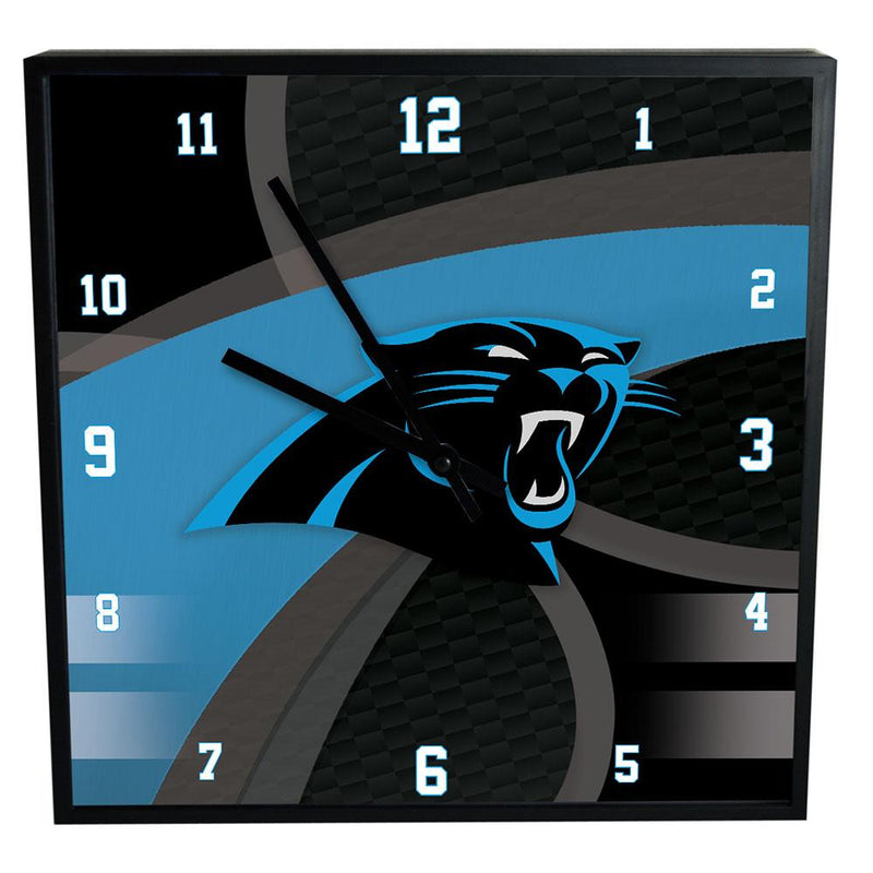 12 Inch Square Carbon Fiber Clock | Carolina Panthers Carolina Panthers, CPA, NFL, OldProduct 687746321042 $25