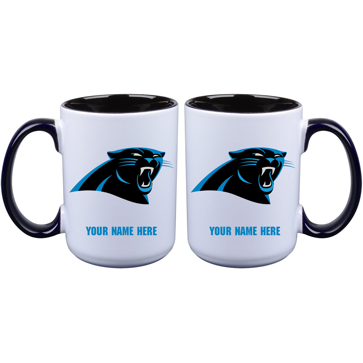 15oz Inner Color Personalized Ceramic Mug | Carolina Panthers 2790PER, Carolina Panthers, CPA, CurrentProduct, Drinkware_category_All, NFL, Personalized_Personalized  $27.99