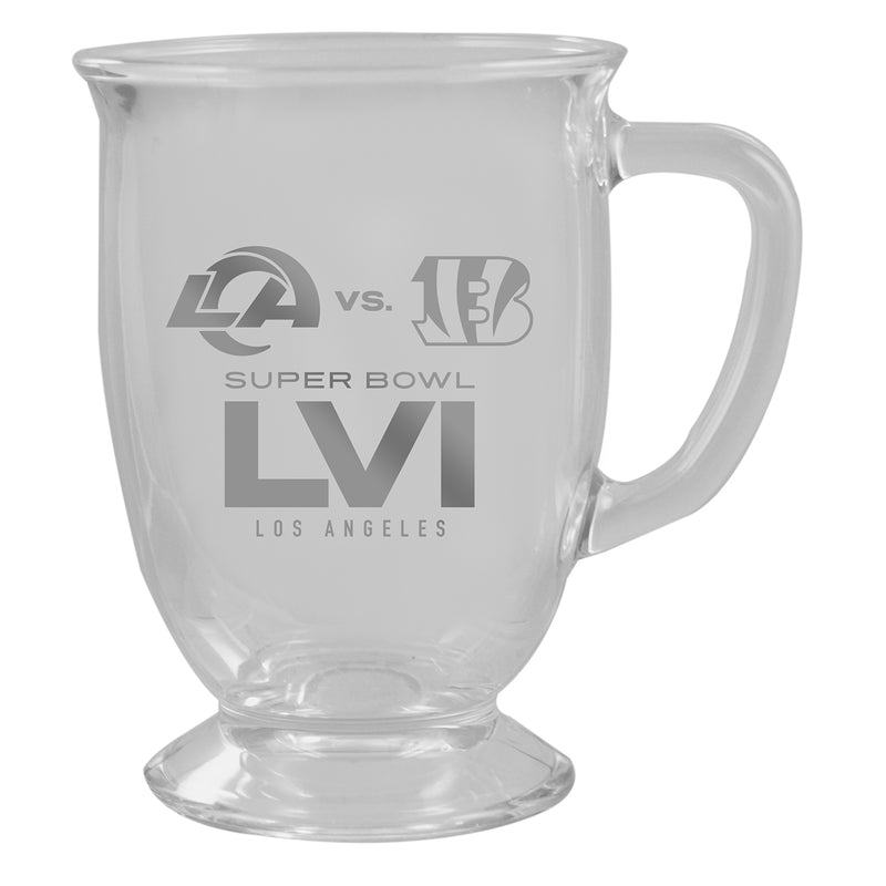 16oz Etched CafŽ Glass | Super Bowl LVI Dueling