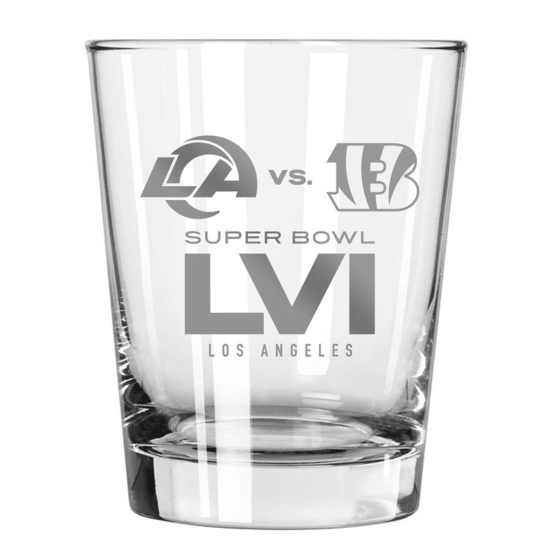 15oz Etched Old-Fashioned Glass | Super Bowl LVI Dueling