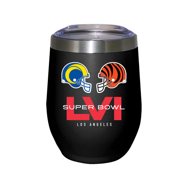 12oz Black Stainless Steel Stemless Tumbler | Super Bowl LVI Dueling