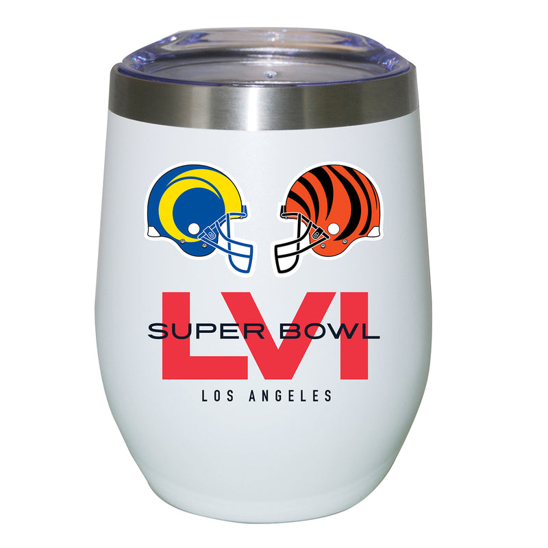 12oz White Stainless Steel Stemless Tumbler | Super Bowl LVI Dueling