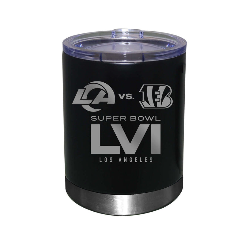 12oz Black Etched Stainless Steel Lowball | Super Bowl LVI Dueling