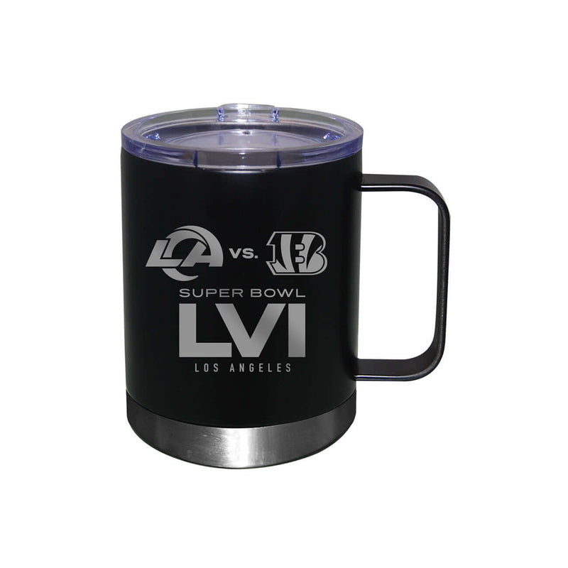 12oz Black Etched Stainless Steel Lowball with Handle | Super Bowl LVI Dueling