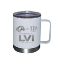 12oz White Etched Stainless Steel Lowball with Handle | Super Bowl LVI Dueling