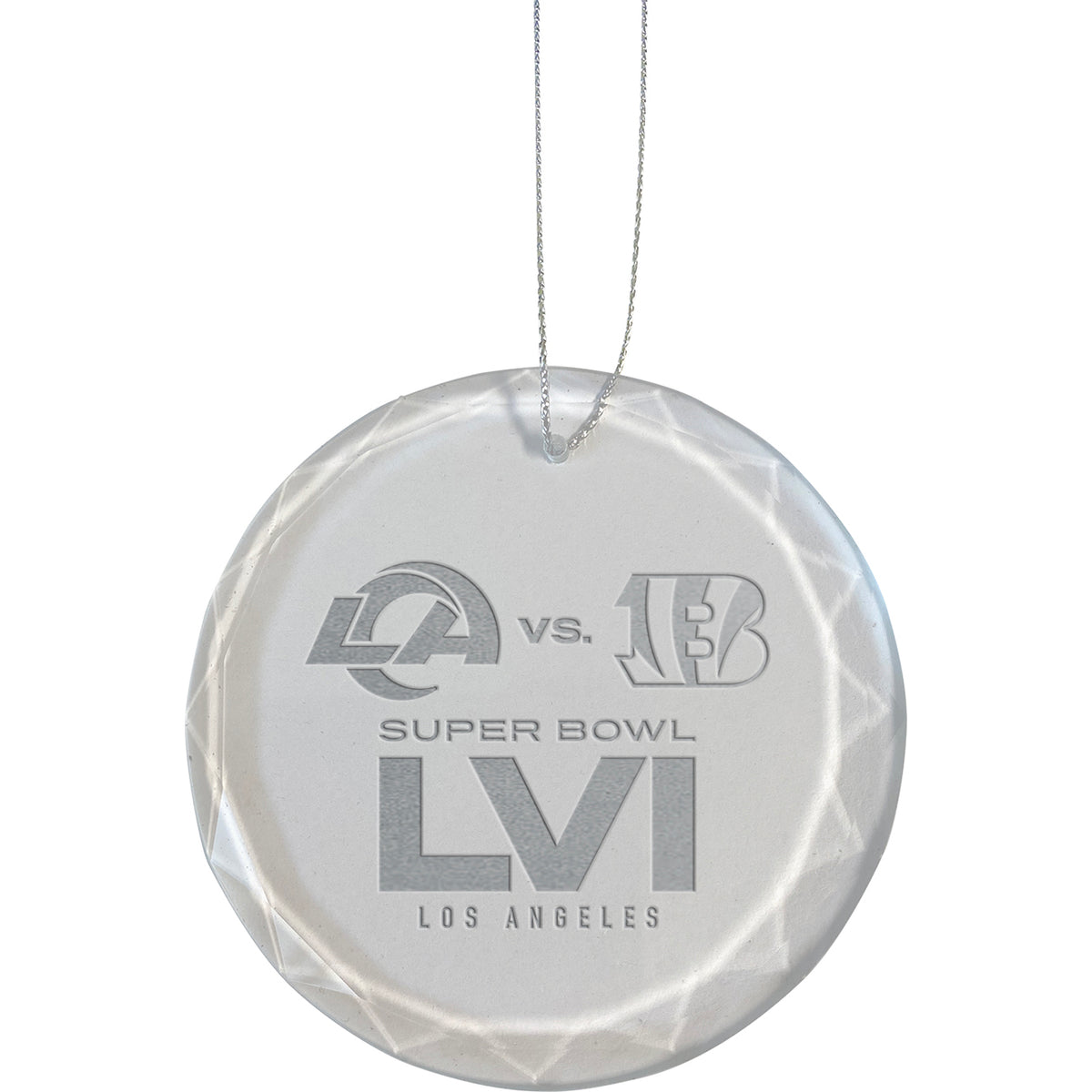 Etched Faceted Glass Ornament | Super Bowl LVI Dueling