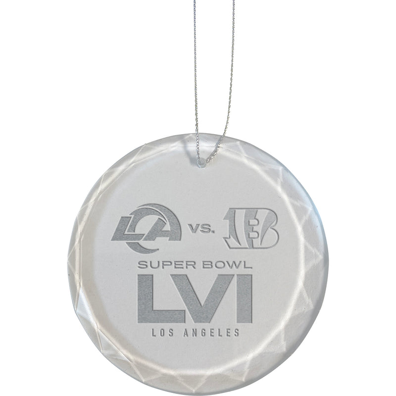 Etched Faceted Glass Ornament | Super Bowl LVI Dueling