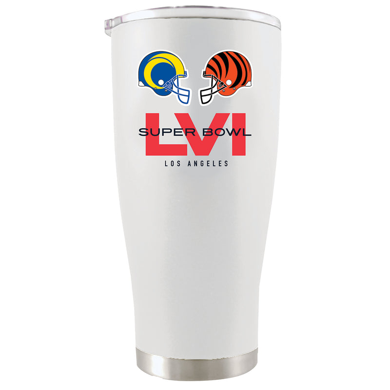 20oz White Stainless Steel Tumbler | Super Bowl LVI Dueling