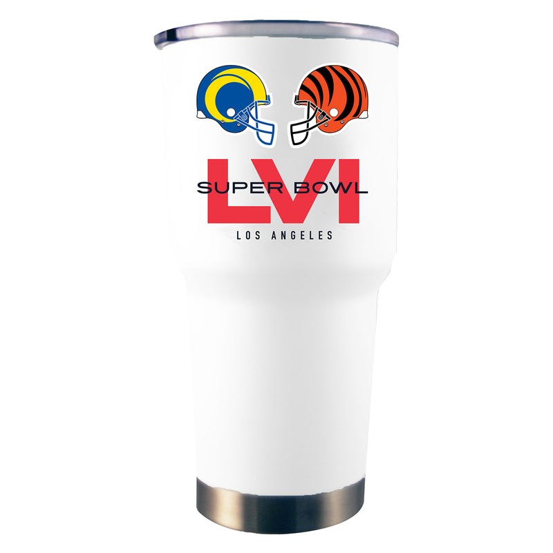 30oz White Stainless Steel Tumbler | Super Bowl LVI Dueling