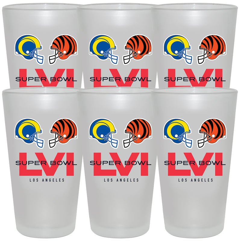 [6 Pack] 17oz Frosted Mixing Glass | Super Bowl LVI Dueling