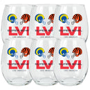 [6 Pack] 15oz Stemless Wine Glass | Super Bowl LVI Dueling
