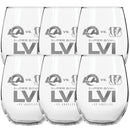 [6 Pack] 15oz Etched Stemless Wine Glass | Super Bowl LVI Dueling