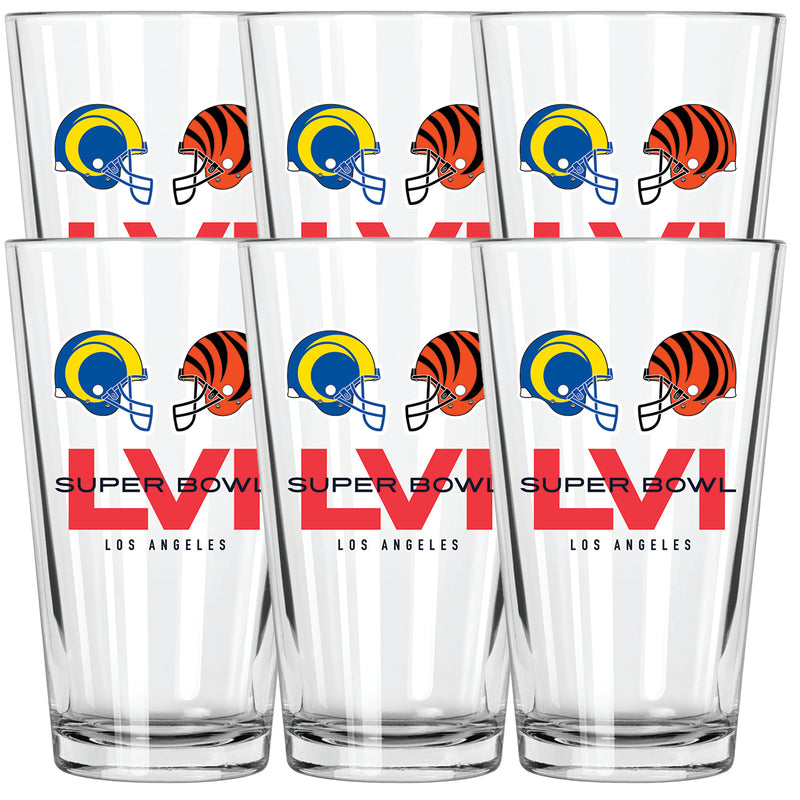 [6 Pack] 17oz Mixing Glass | Super Bowl LVI Dueling