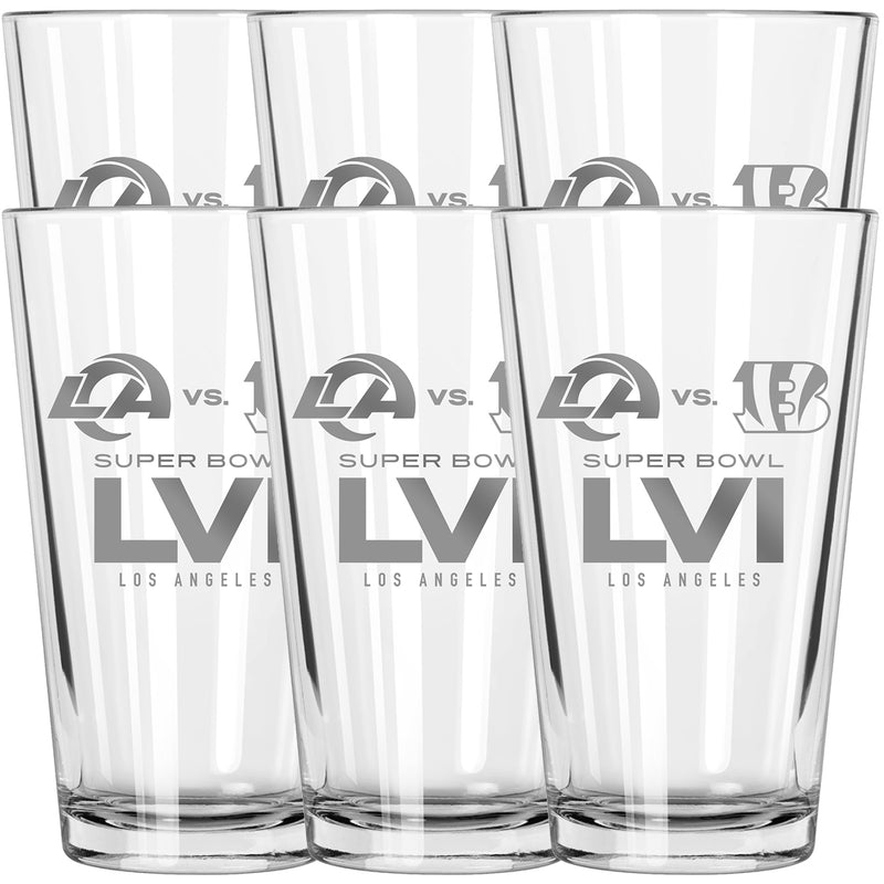 [6 Pack] 17oz Etched Mixing Glass | Super Bowl LVI Dueling