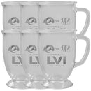[6 Pack] 16oz Etched Cafe Glass | Super Bowl LVI Dueling