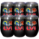 [6 Pack] 12oz Black Stainless Steel Stemless Tumbler | Super Bowl LVI Dueling