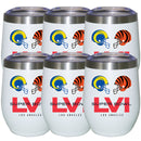 [6 Pack] 12oz White Stainless Steel Stemless Tumbler | Super Bowl LVI Dueling
